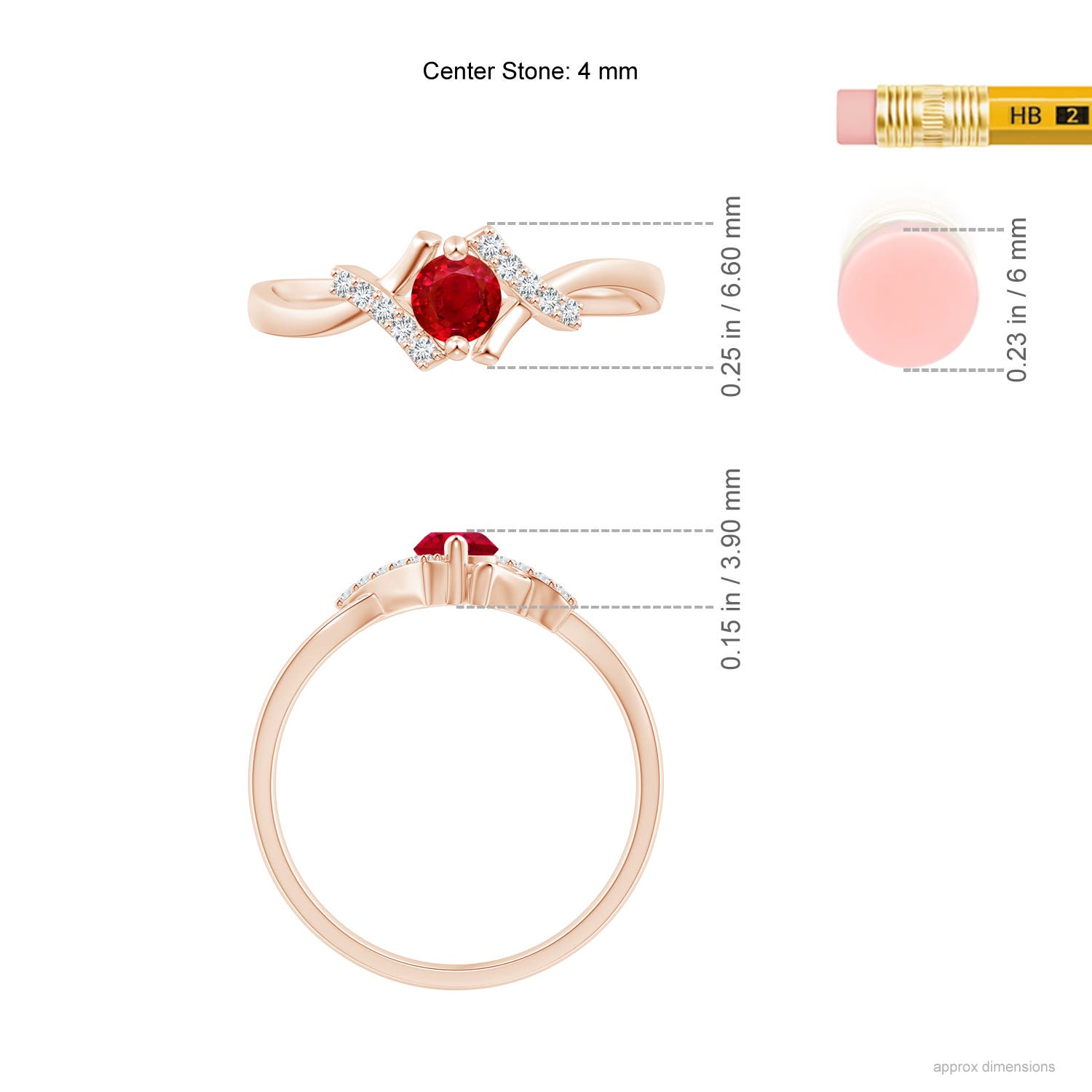 AAA - Ruby / 0.4 CT / 14 KT Rose Gold