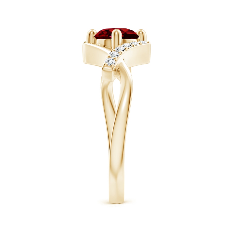 6mm AAAA Solitaire Ruby Bypass Promise Ring with Diamond Accents in 18K Yellow Gold side 299