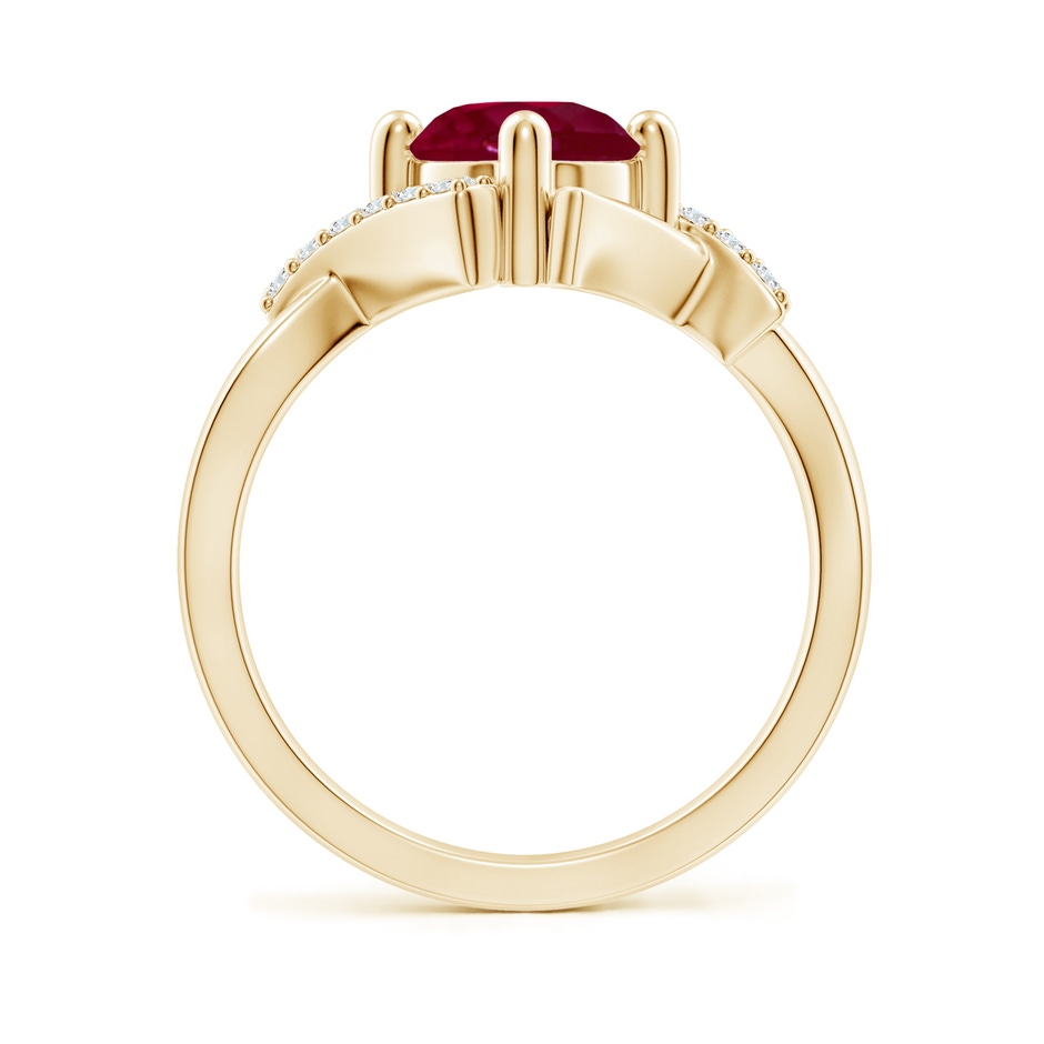 7mm A Solitaire Ruby Bypass Promise Ring with Diamond Accents in Yellow Gold side 199