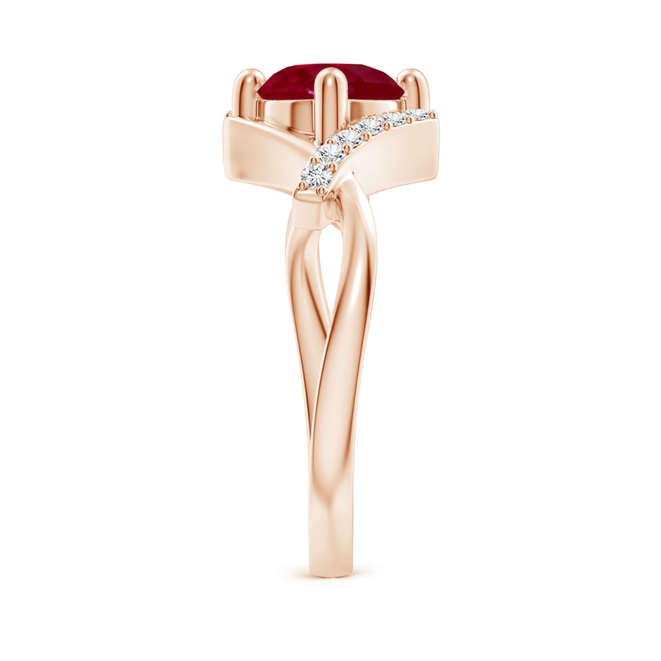7mm AA Solitaire Ruby Bypass Promise Ring with Diamond Accents in Rose Gold side 299