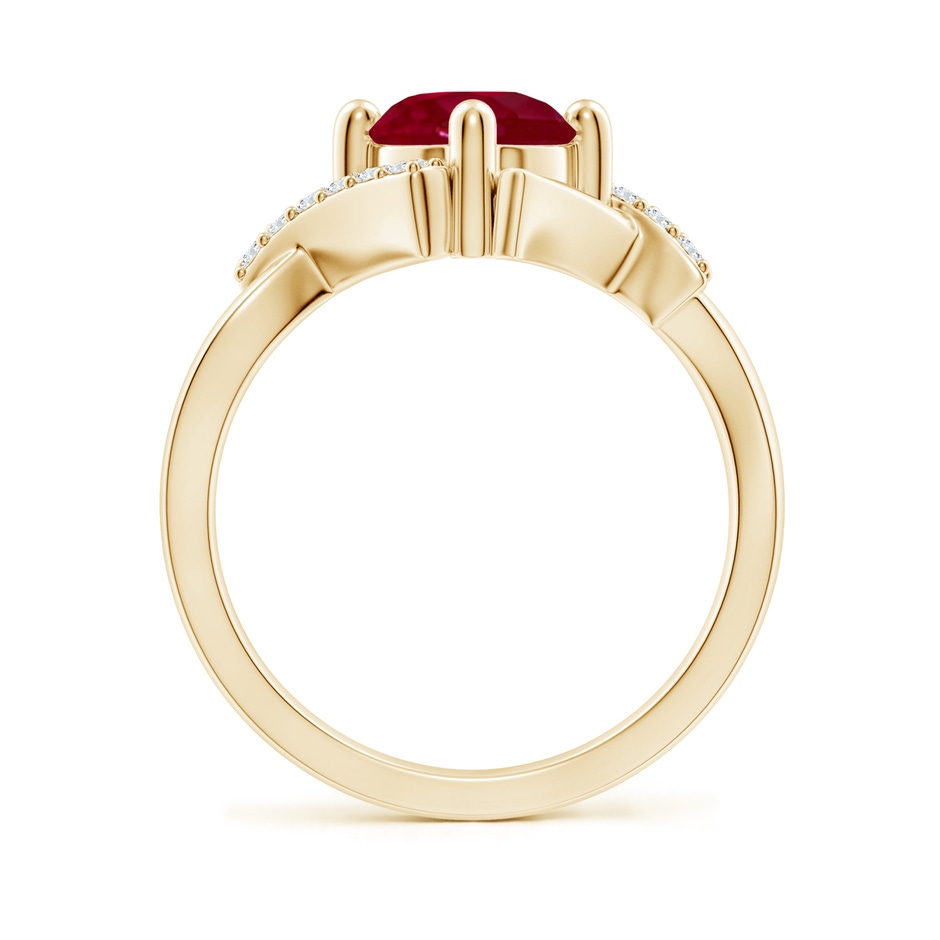 7mm AA Solitaire Ruby Bypass Promise Ring with Diamond Accents in Yellow Gold side 199