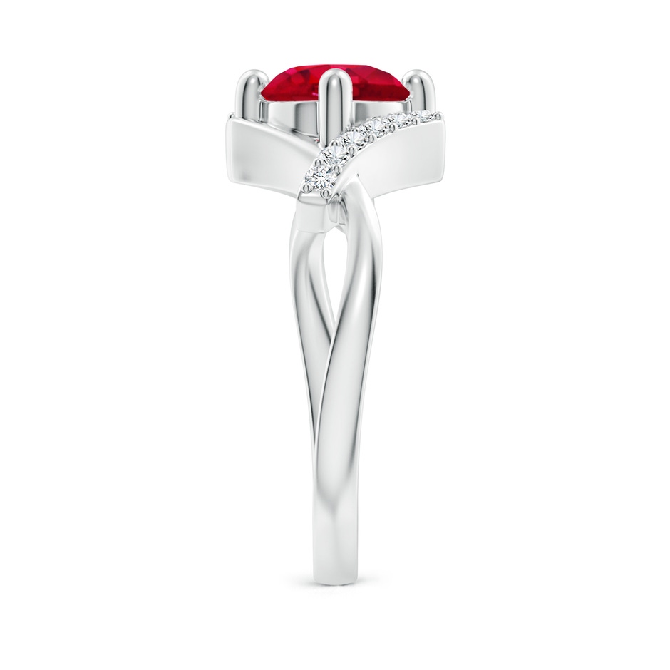 7mm AAA Solitaire Ruby Bypass Promise Ring with Diamond Accents in 18K White Gold side 299