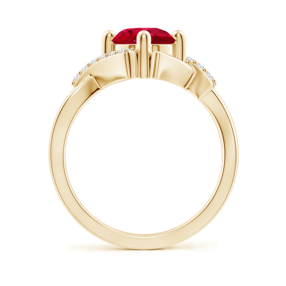 7mm AAA Solitaire Ruby Bypass Promise Ring with Diamond Accents in Yellow Gold side 199