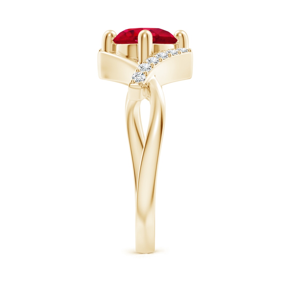 7mm AAA Solitaire Ruby Bypass Promise Ring with Diamond Accents in Yellow Gold side 299