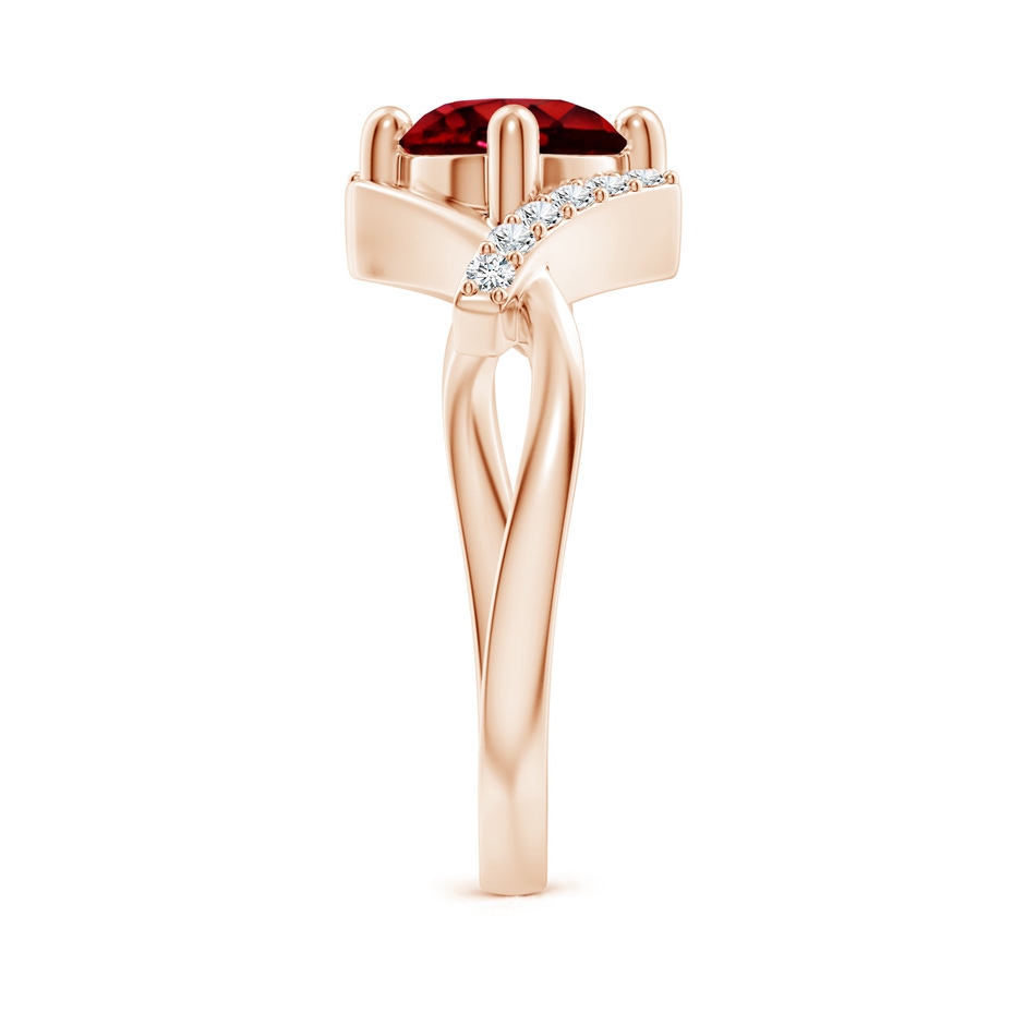 7mm AAAA Solitaire Ruby Bypass Promise Ring with Diamond Accents in 18K Rose Gold side 299
