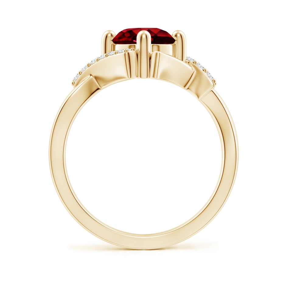 7mm AAAA Solitaire Ruby Bypass Promise Ring with Diamond Accents in 18K Yellow Gold side 199