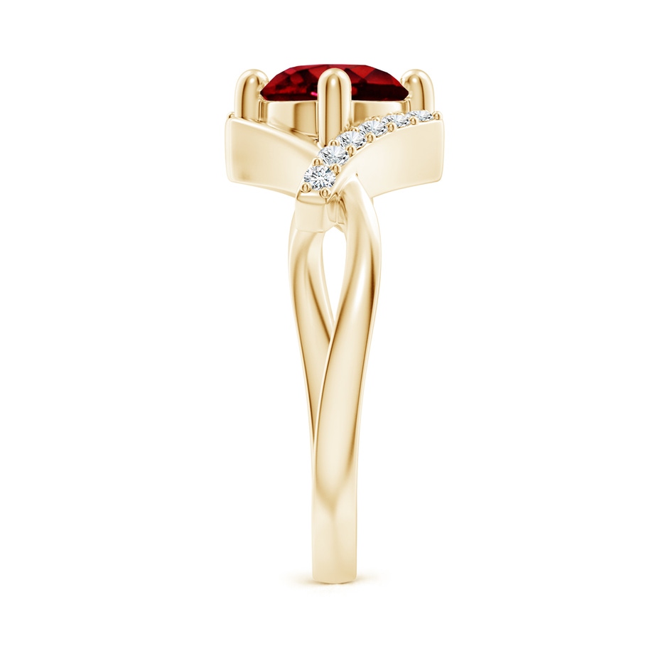7mm AAAA Solitaire Ruby Bypass Promise Ring with Diamond Accents in 18K Yellow Gold side 299