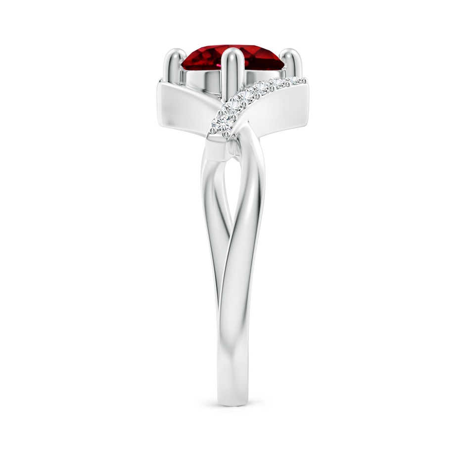 7mm AAAA Solitaire Ruby Bypass Promise Ring with Diamond Accents in S999 Silver side 299