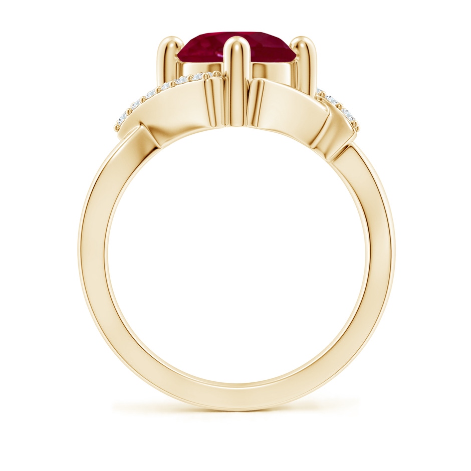 8mm A Solitaire Ruby Bypass Promise Ring with Diamond Accents in 18K Yellow Gold side 199