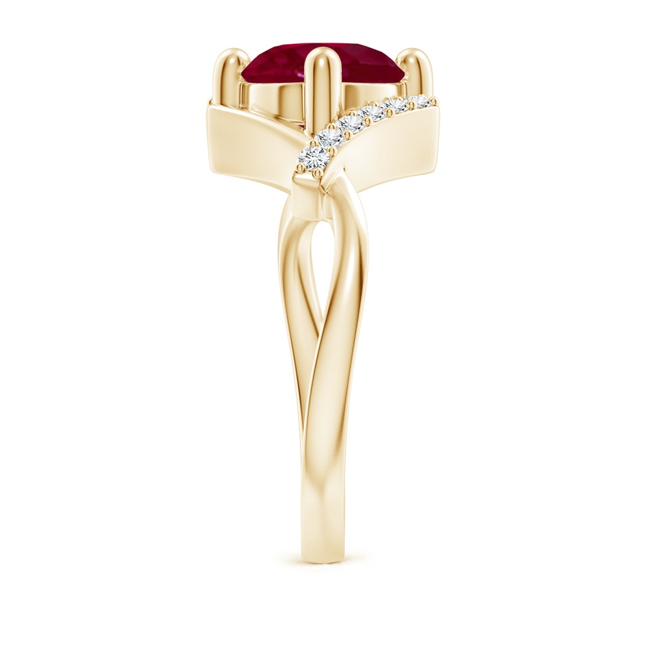 8mm A Solitaire Ruby Bypass Promise Ring with Diamond Accents in 18K Yellow Gold side 299