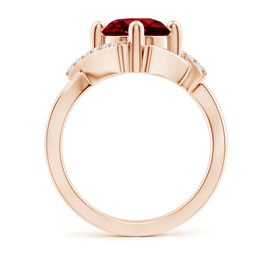 8mm AAAA Solitaire Ruby Bypass Promise Ring with Diamond Accents in Rose Gold side 199