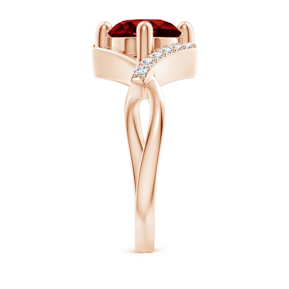 8mm AAAA Solitaire Ruby Bypass Promise Ring with Diamond Accents in Rose Gold side 299