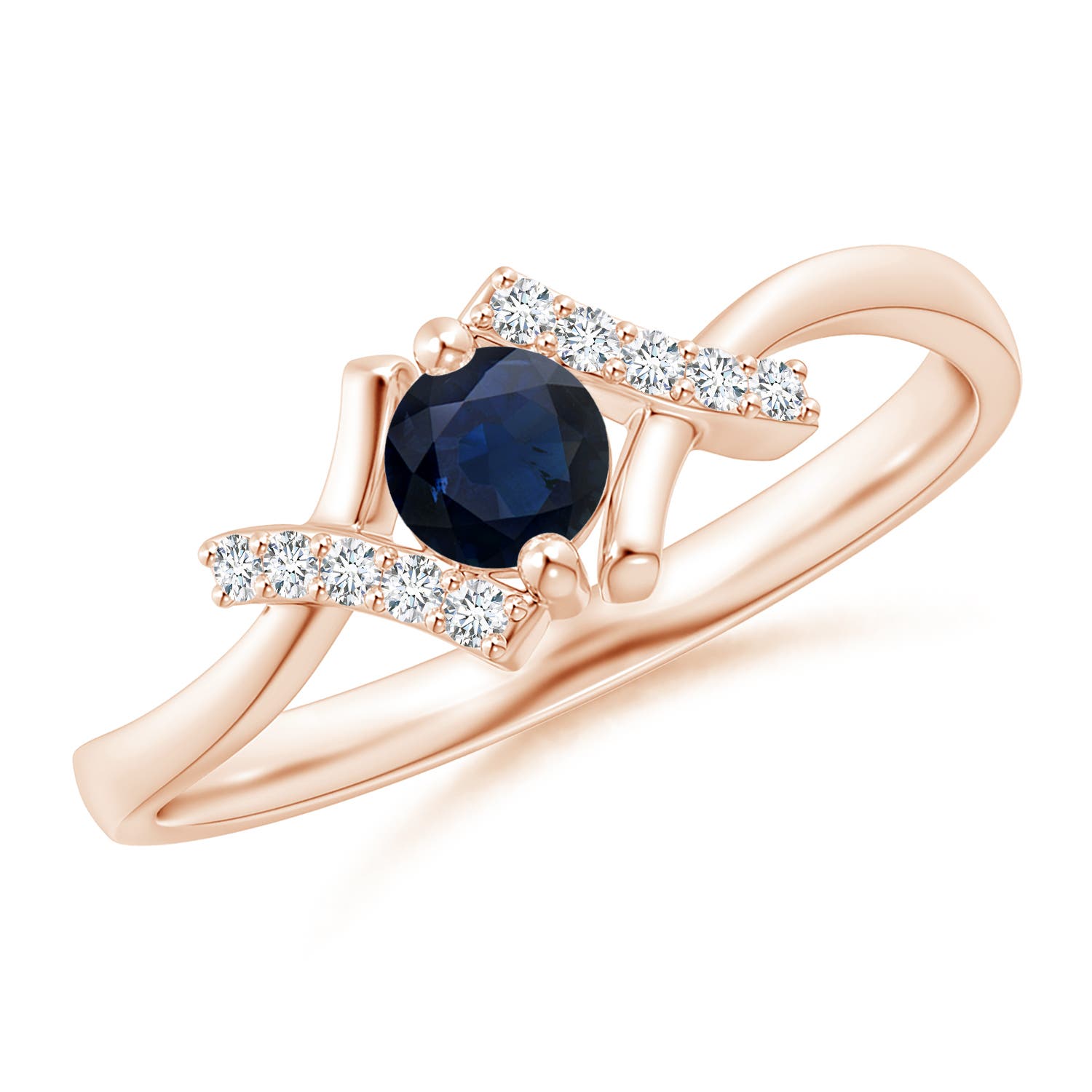 A - Blue Sapphire / 0.39 CT / 14 KT Rose Gold