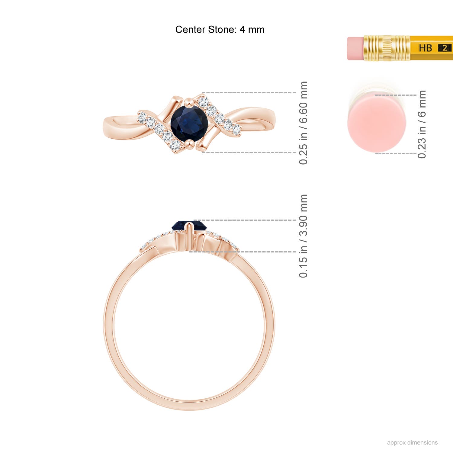 A - Blue Sapphire / 0.39 CT / 14 KT Rose Gold