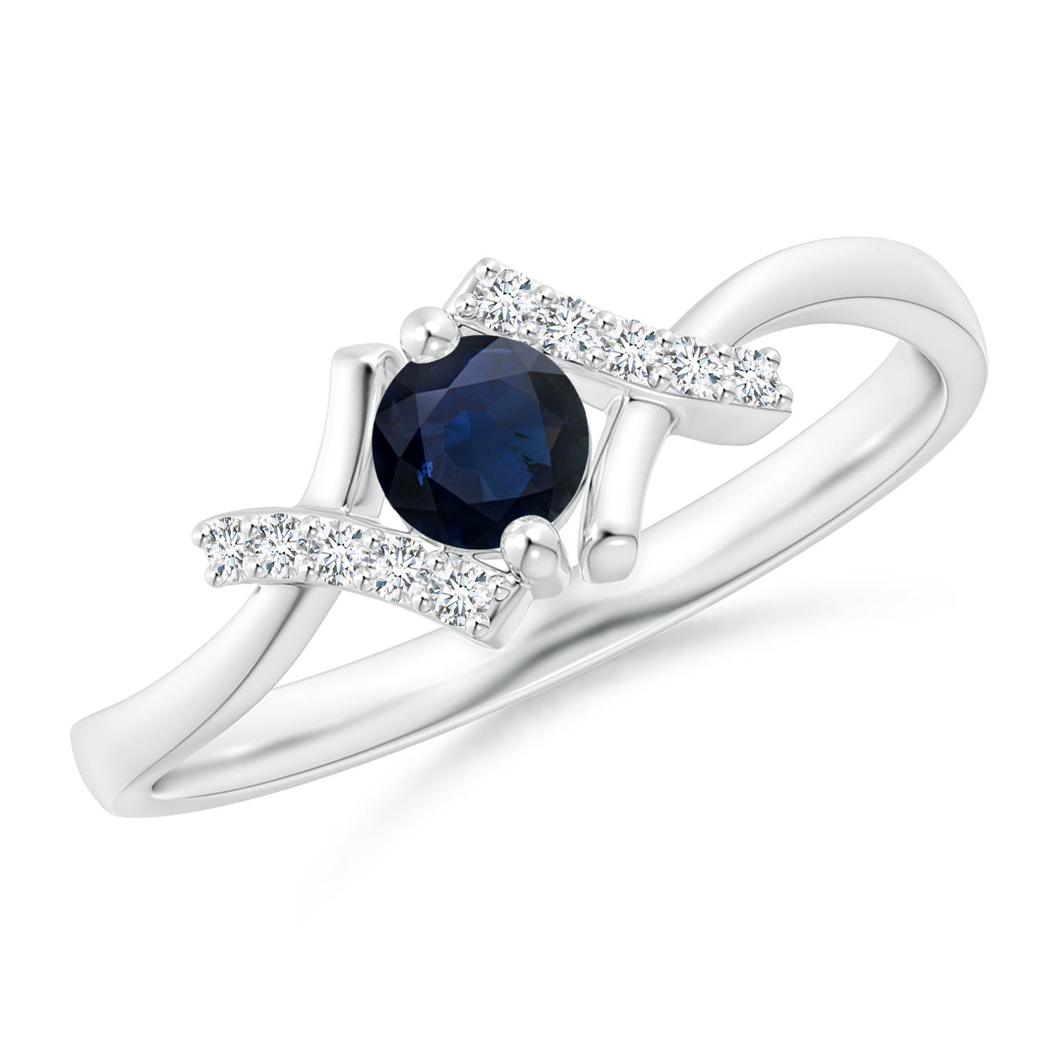 A - Blue Sapphire / 0.39 CT / 14 KT White Gold