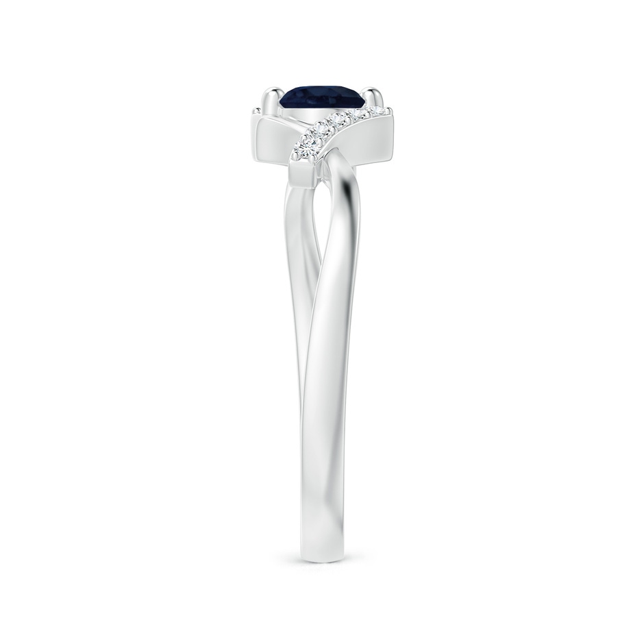 4mm A Solitaire Sapphire Bypass Promise Ring with Diamond Accents in White Gold side 299