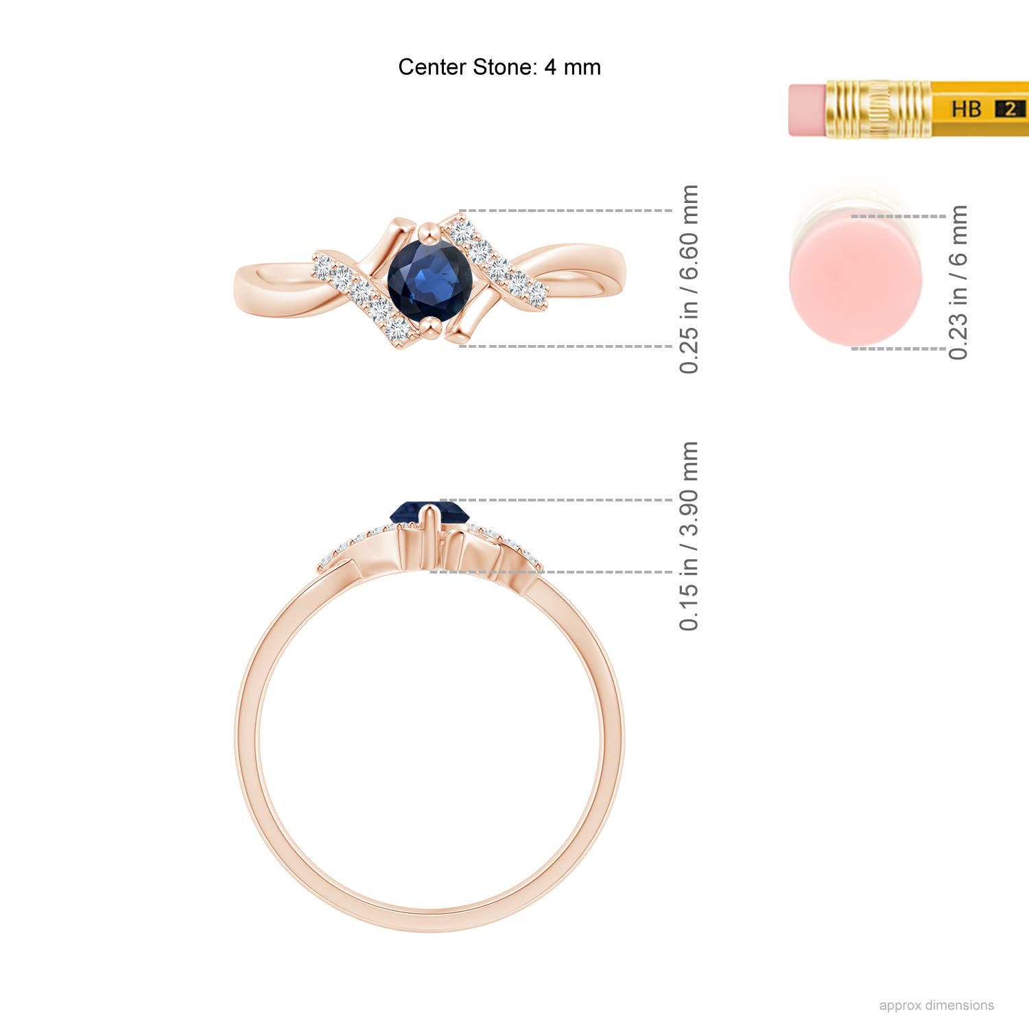 AA - Blue Sapphire / 0.39 CT / 14 KT Rose Gold