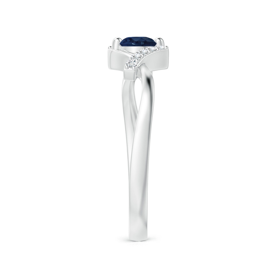 4mm AA Solitaire Sapphire Bypass Promise Ring with Diamond Accents in White Gold side 299