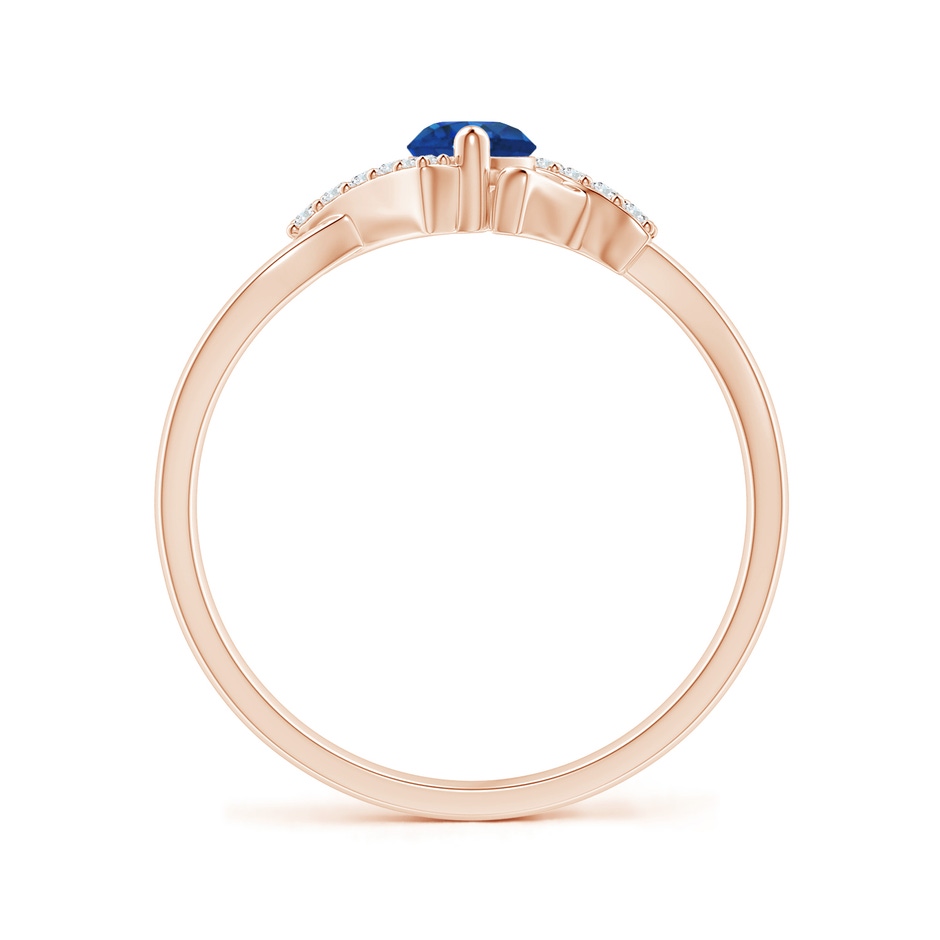 4mm AAA Solitaire Sapphire Bypass Promise Ring with Diamond Accents in 18K Rose Gold side 199