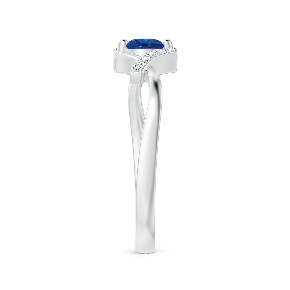 4mm AAA Solitaire Sapphire Bypass Promise Ring with Diamond Accents in 18K White Gold side 299