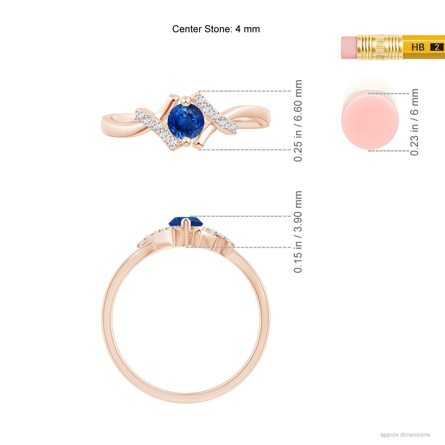 AAA - Blue Sapphire / 0.39 CT / 14 KT Rose Gold