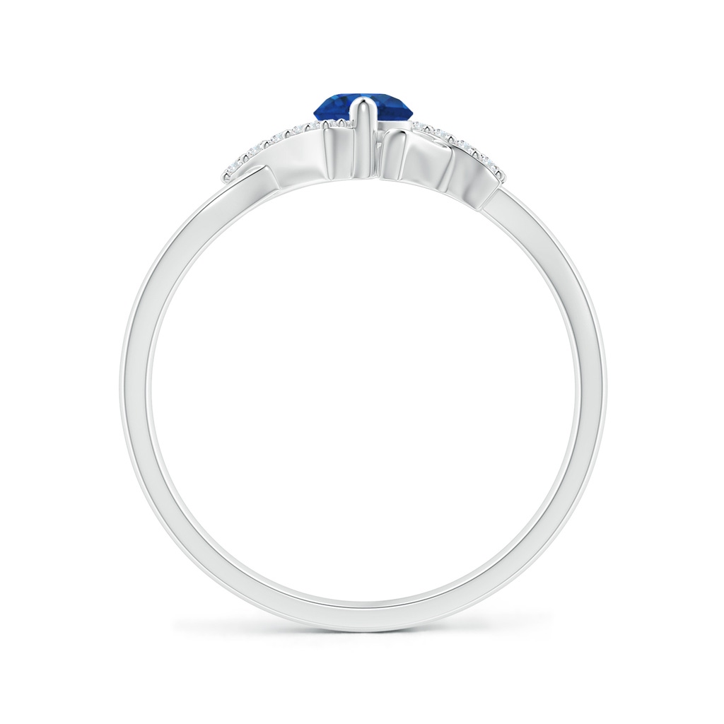 4mm AAA Solitaire Sapphire Bypass Promise Ring with Diamond Accents in White Gold - side 199
