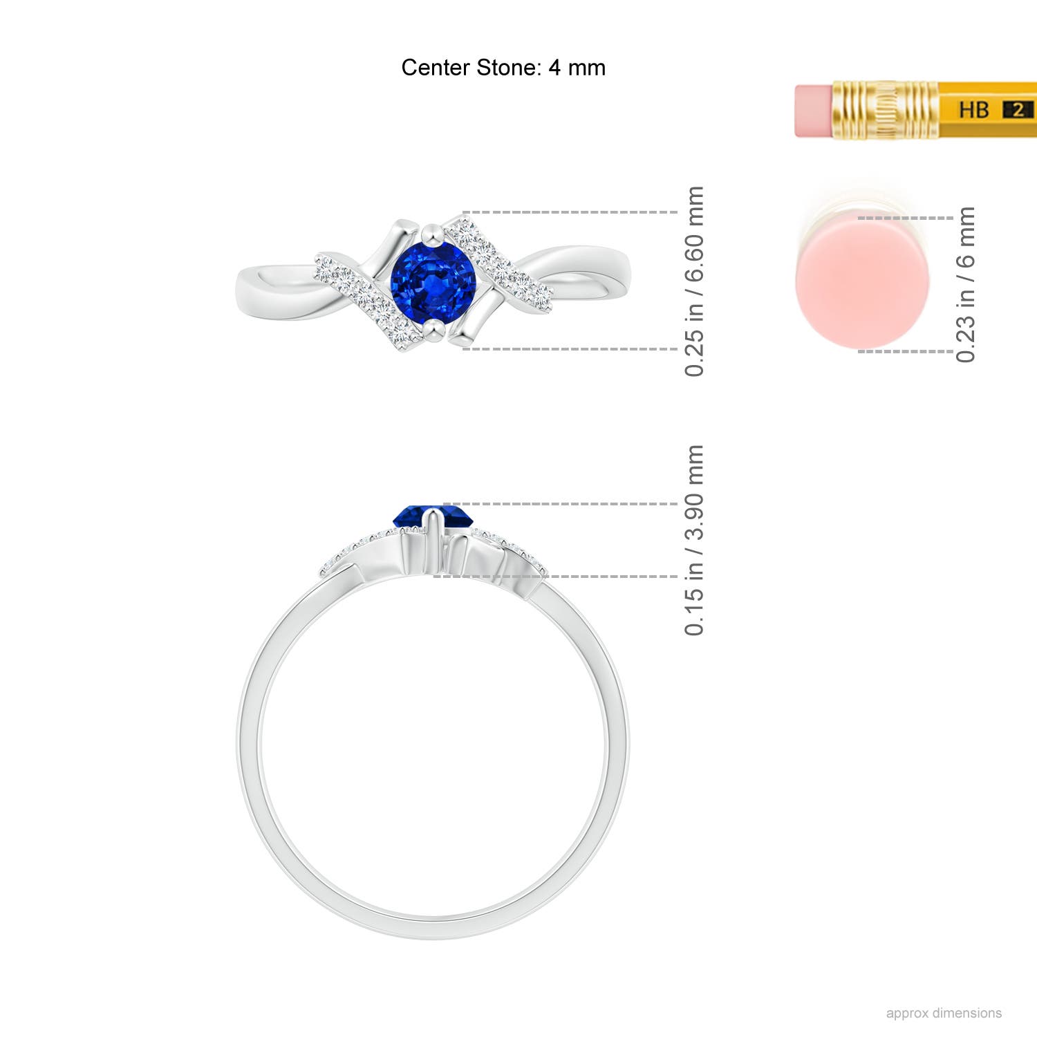 AAAA - Blue Sapphire / 0.39 CT / 14 KT White Gold