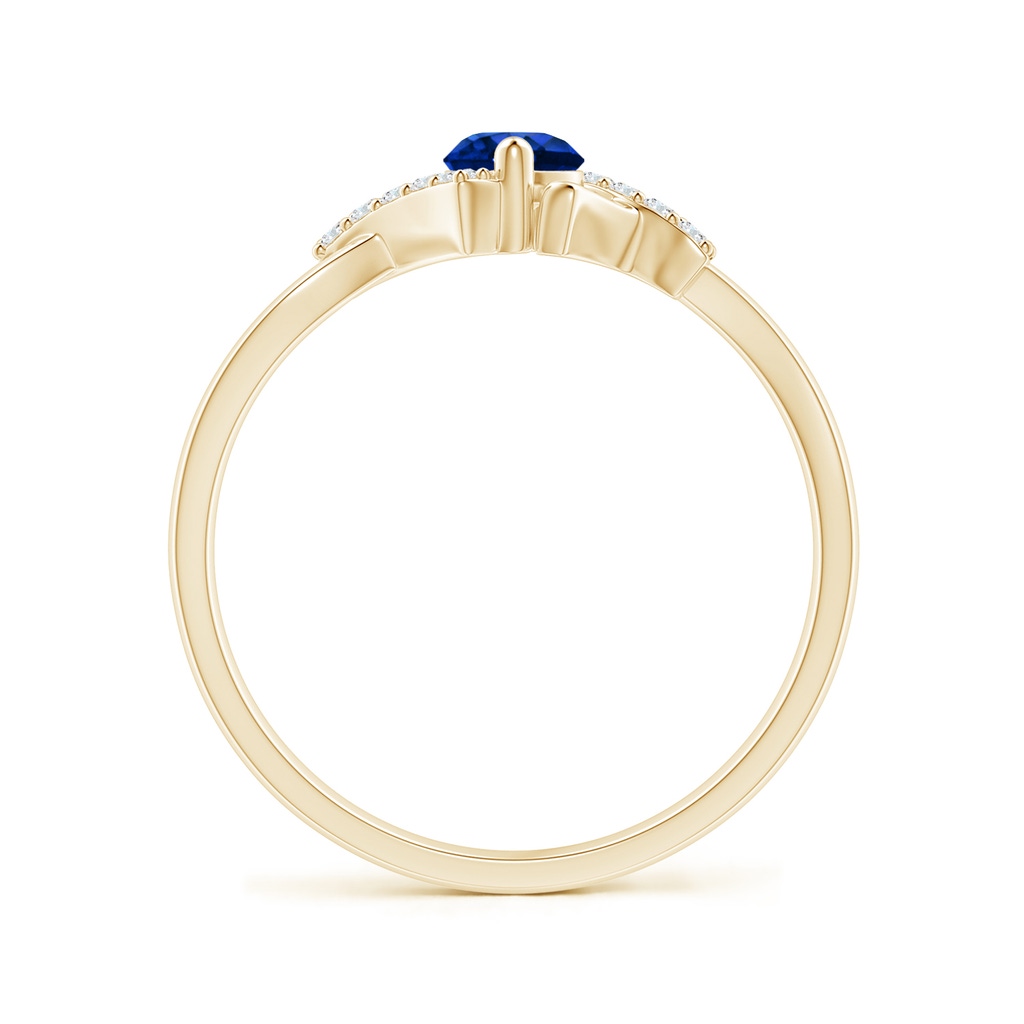 4mm AAAA Solitaire Sapphire Bypass Promise Ring with Diamond Accents in Yellow Gold - side 199