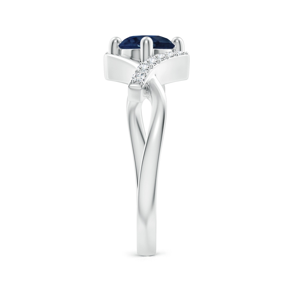 6mm AA Solitaire Sapphire Bypass Promise Ring with Diamond Accents in White Gold side 299