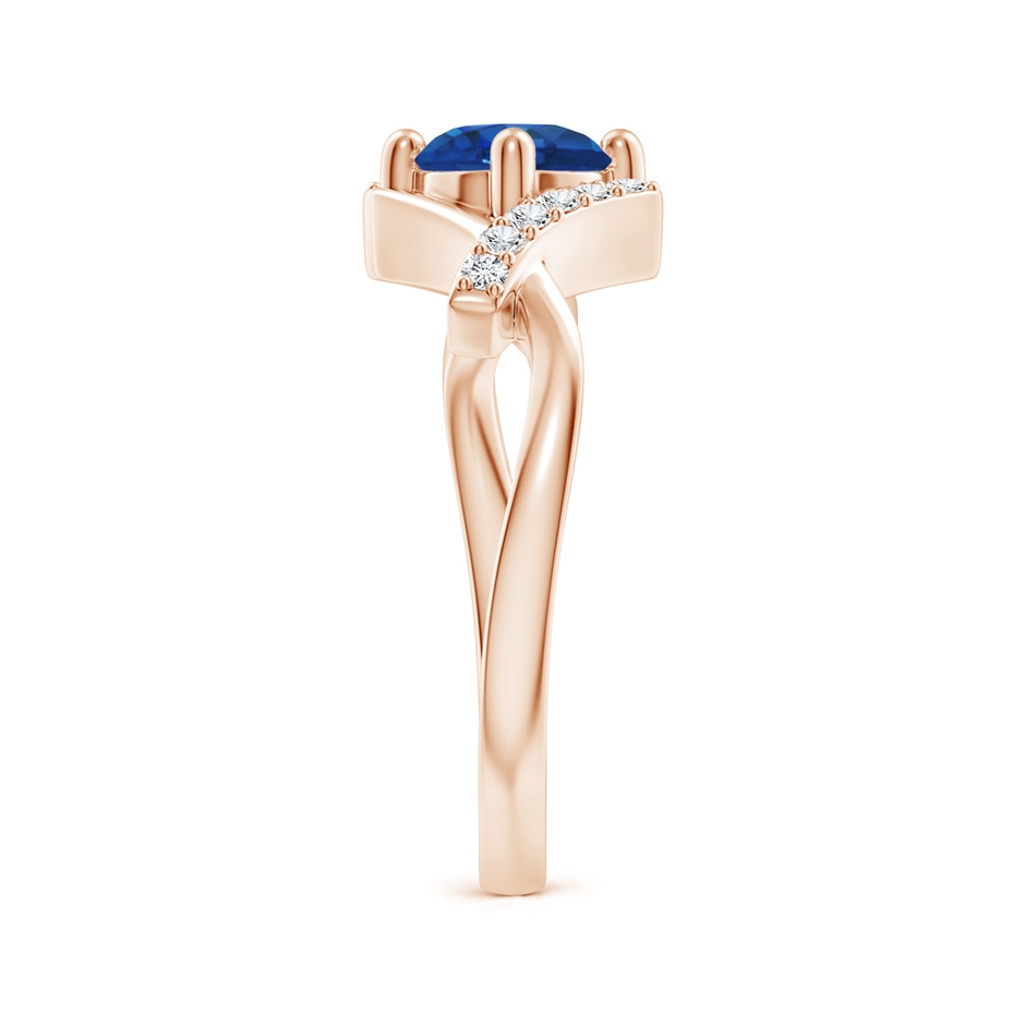 6mm AAA Solitaire Sapphire Bypass Promise Ring with Diamond Accents in Rose Gold side 299