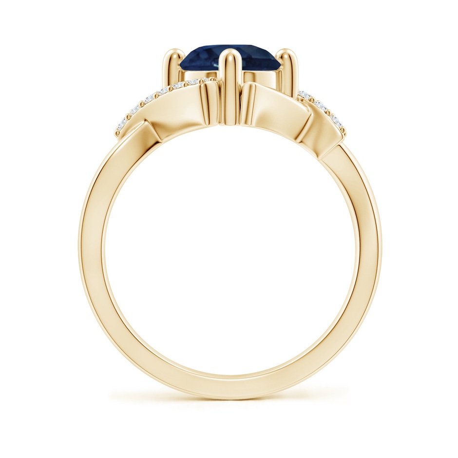 7mm AA Solitaire Sapphire Bypass Promise Ring with Diamond Accents in Yellow Gold side 199
