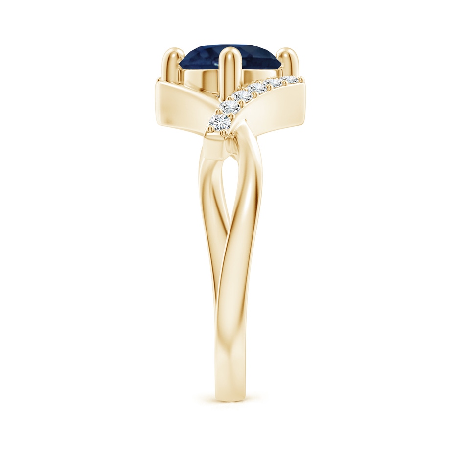7mm AA Solitaire Sapphire Bypass Promise Ring with Diamond Accents in Yellow Gold side 299