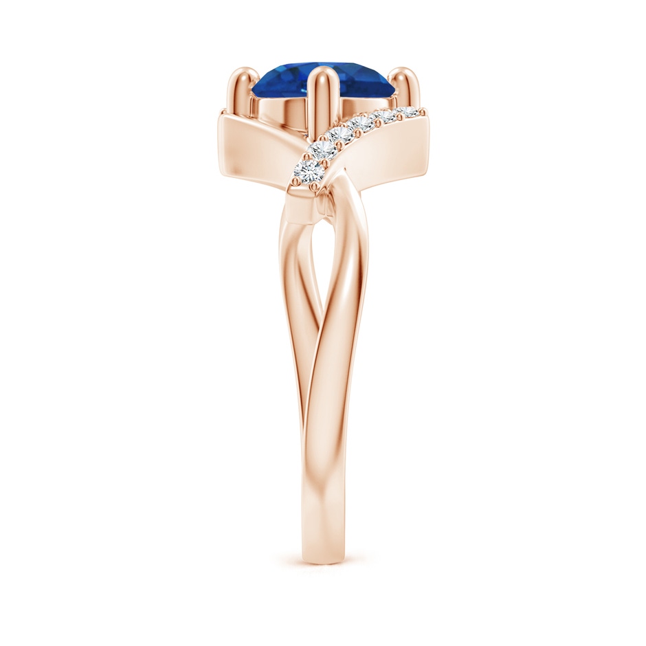 7mm AAA Solitaire Sapphire Bypass Promise Ring with Diamond Accents in Rose Gold side 299