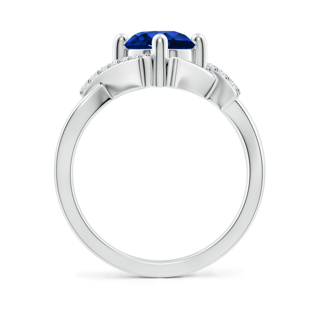 7mm Lab-Grown Solitaire Sapphire Bypass Promise Ring with Diamond Accents in 18K White Gold - side 199