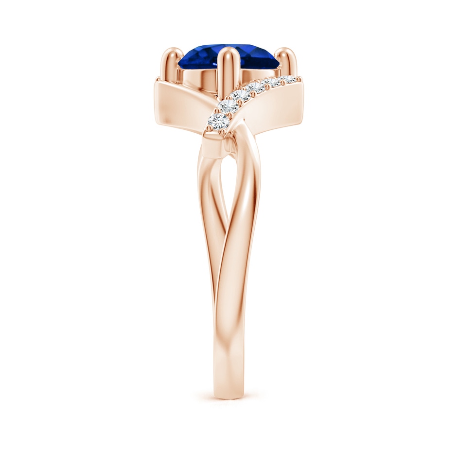 7mm AAAA Solitaire Sapphire Bypass Promise Ring with Diamond Accents in Rose Gold side 299