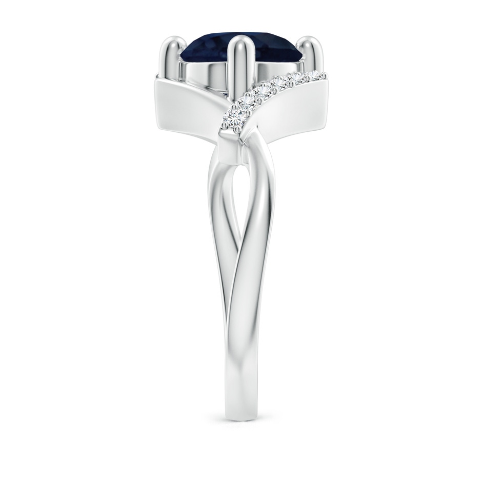 8mm A Solitaire Sapphire Bypass Promise Ring with Diamond Accents in 18K White Gold side 299