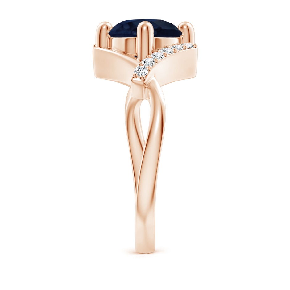 8mm A Solitaire Sapphire Bypass Promise Ring with Diamond Accents in Rose Gold side 299