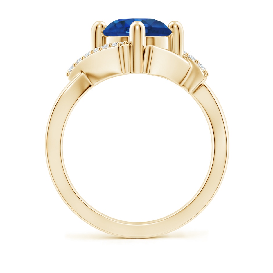 8mm AAA Solitaire Sapphire Bypass Promise Ring with Diamond Accents in 18K Yellow Gold side 199