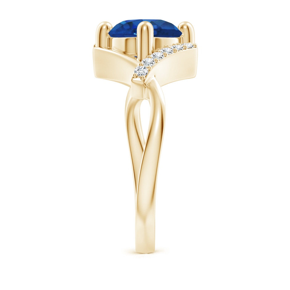 8mm AAA Solitaire Sapphire Bypass Promise Ring with Diamond Accents in Yellow Gold side 299