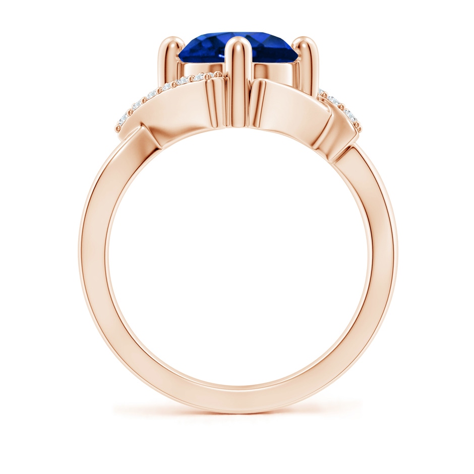 8mm AAAA Solitaire Sapphire Bypass Promise Ring with Diamond Accents in Rose Gold side 199