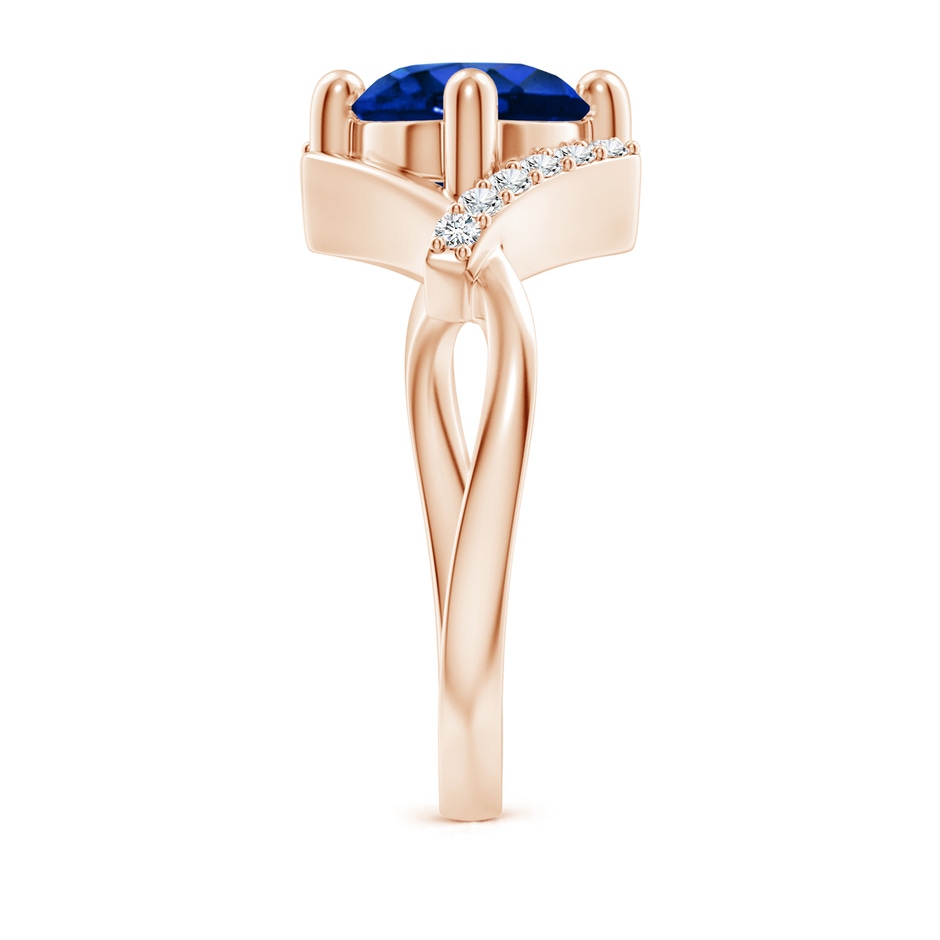 8mm AAAA Solitaire Sapphire Bypass Promise Ring with Diamond Accents in Rose Gold side 299