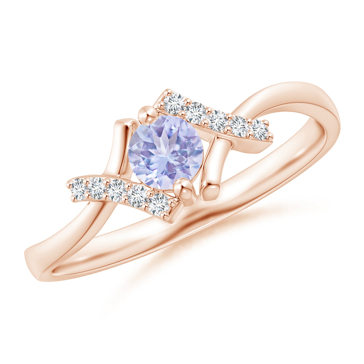 Solitaire Tanzanite Bypass Promise Ring with Diamond Accents