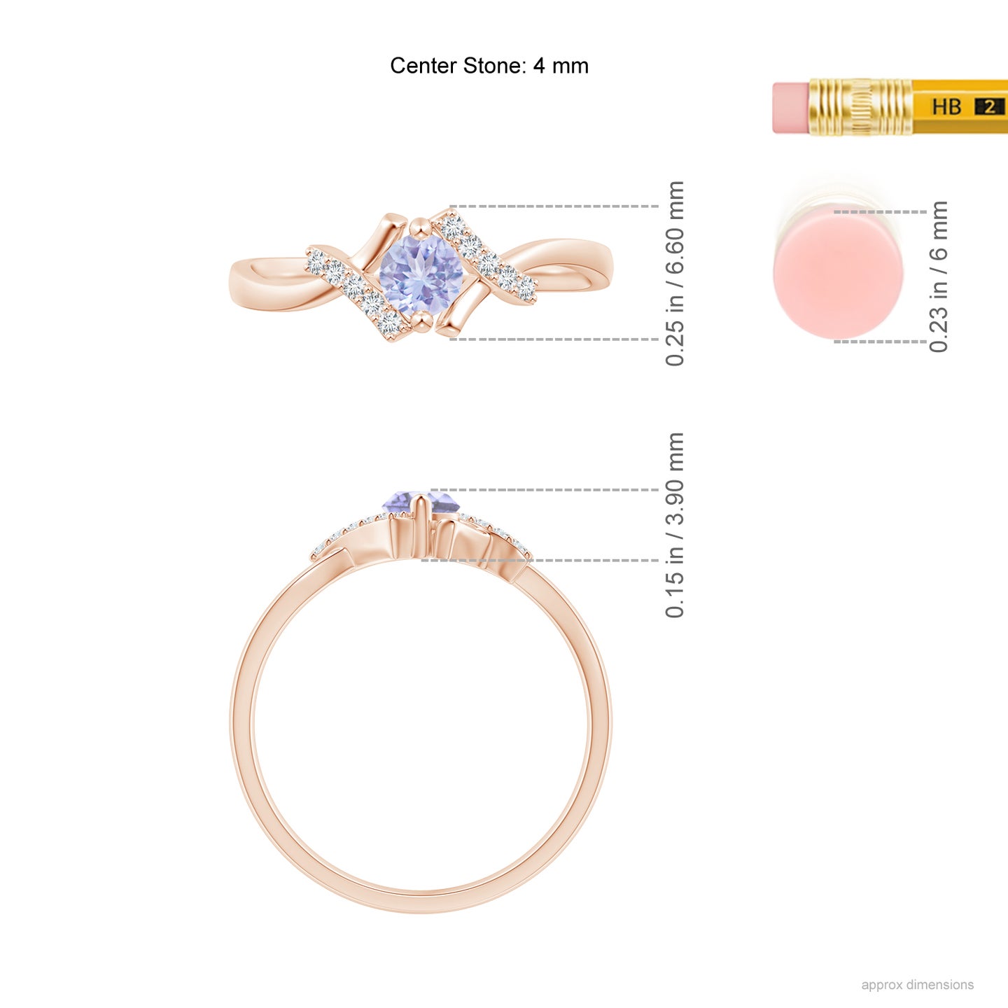 Solitaire Tanzanite Bypass Promise Ring with Diamond Accents