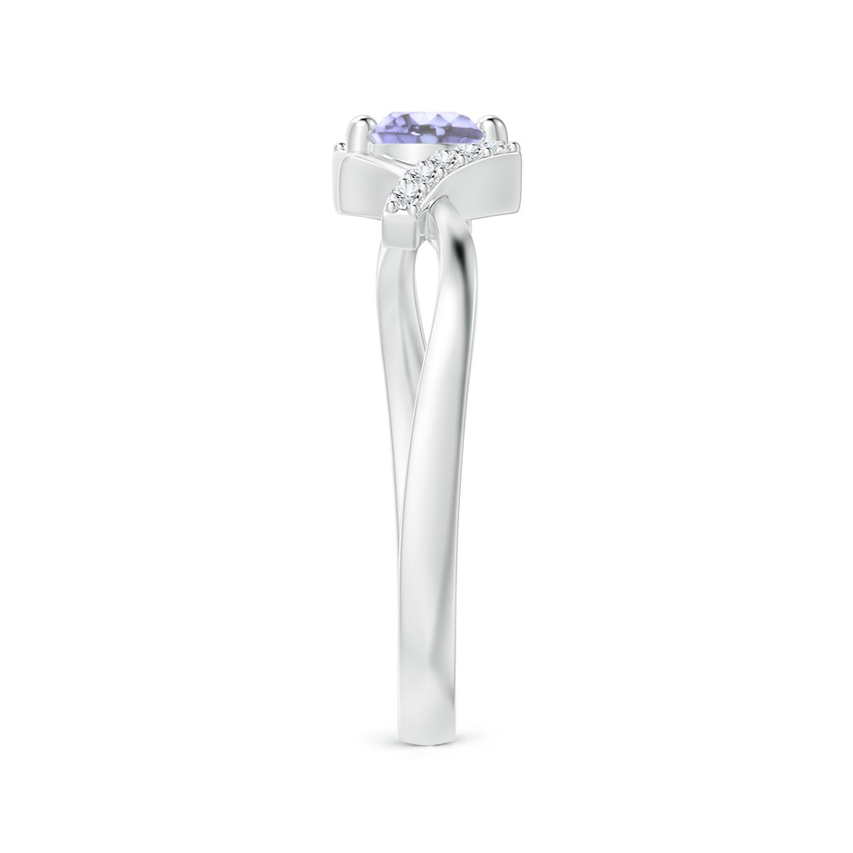 4mm A Solitaire Tanzanite Bypass Promise Ring with Diamond Accents in S999 Silver side-2
