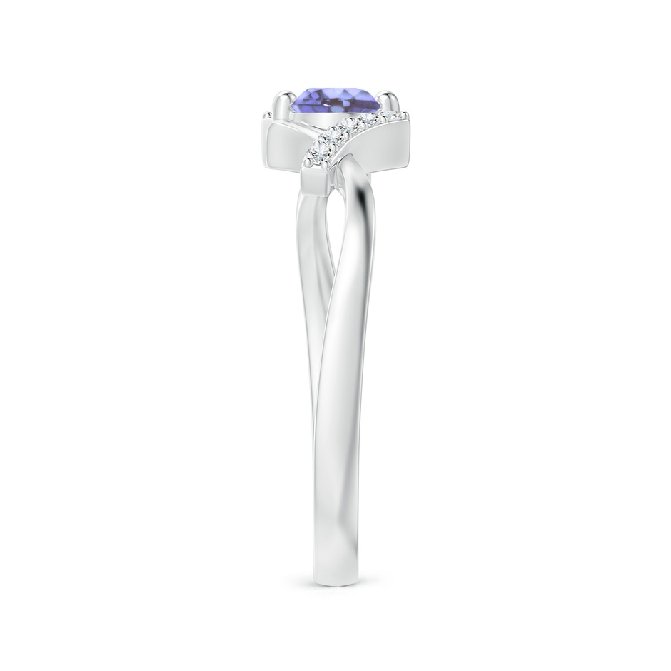 4mm AA Solitaire Tanzanite Bypass Promise Ring with Diamond Accents in S999 Silver side-2