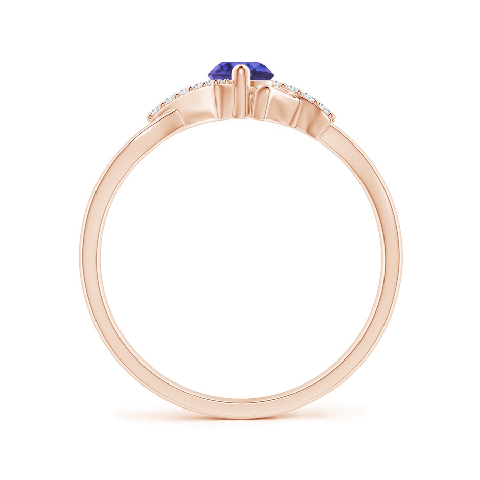 4mm AAA Solitaire Tanzanite Bypass Promise Ring with Diamond Accents in Rose Gold side-1