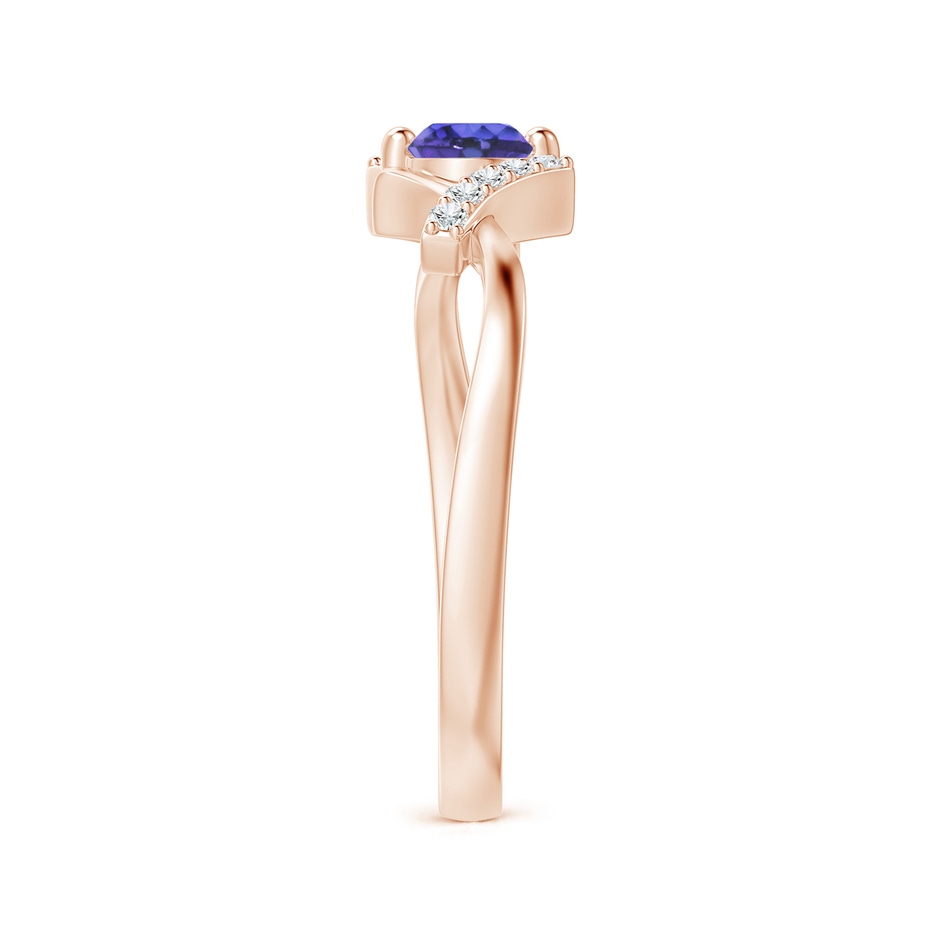 4mm AAA Solitaire Tanzanite Bypass Promise Ring with Diamond Accents in Rose Gold side-2