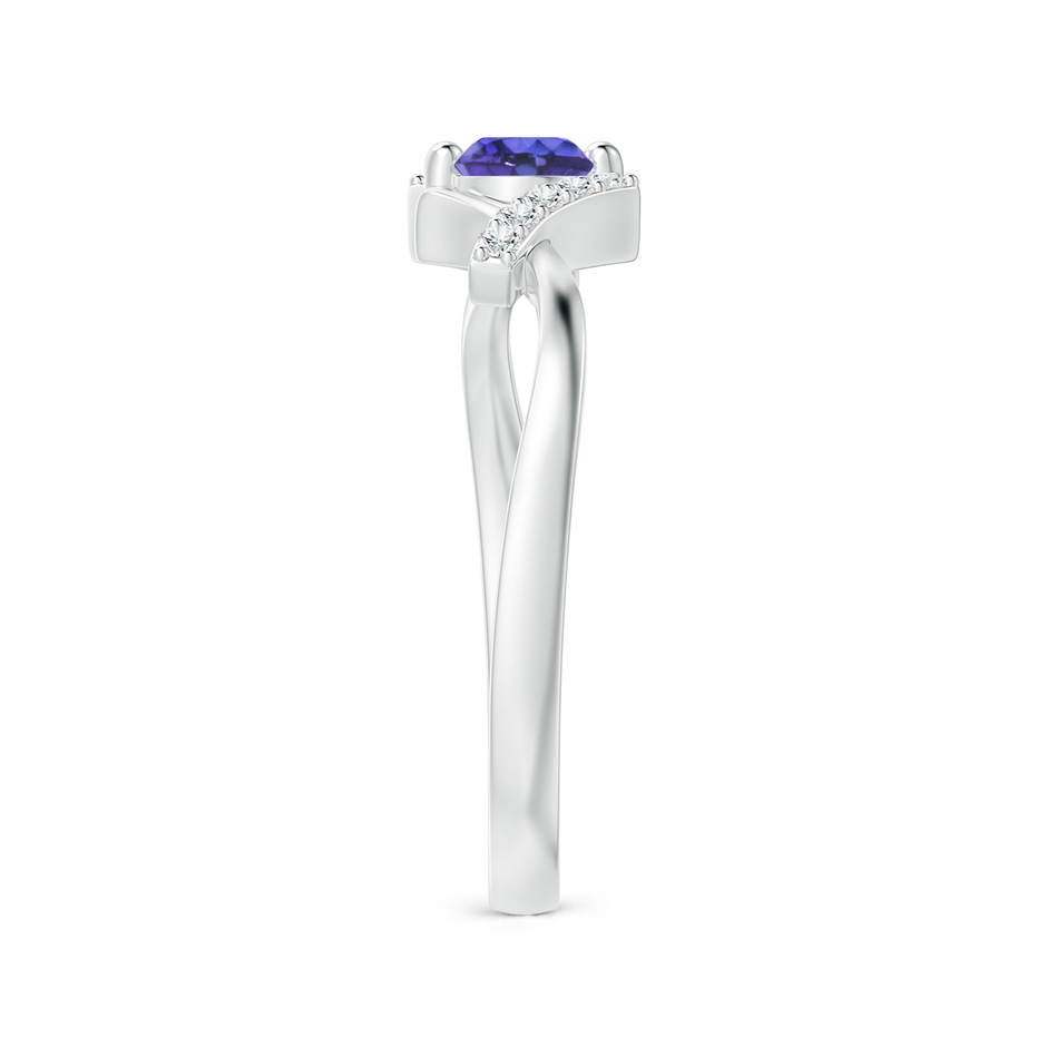 4mm AAA Solitaire Tanzanite Bypass Promise Ring with Diamond Accents in White Gold side-2