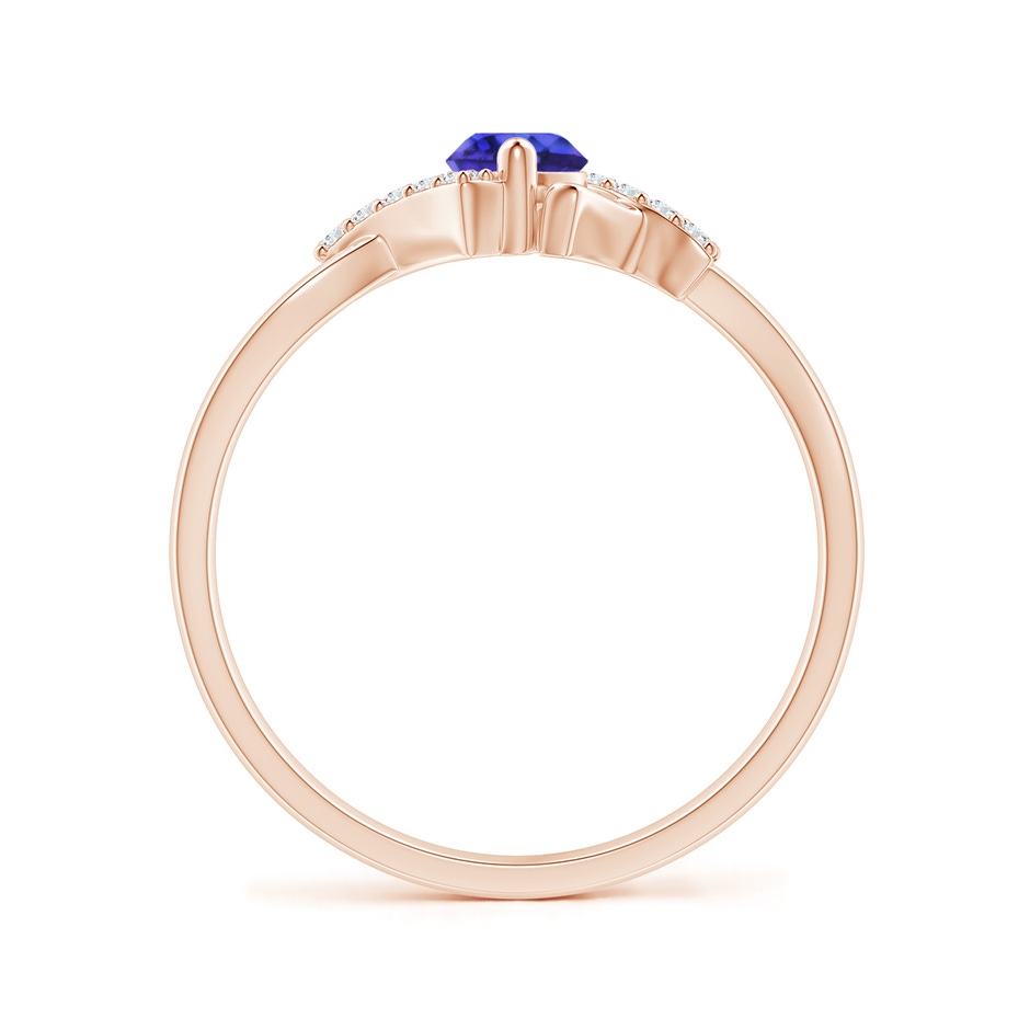 4mm AAAA Solitaire Tanzanite Bypass Promise Ring with Diamond Accents in Rose Gold side-1