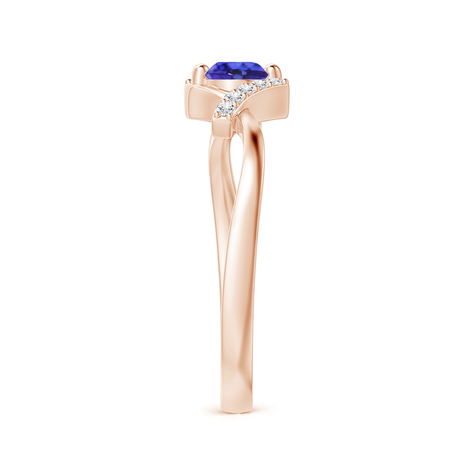 4mm AAAA Solitaire Tanzanite Bypass Promise Ring with Diamond Accents in Rose Gold side-2